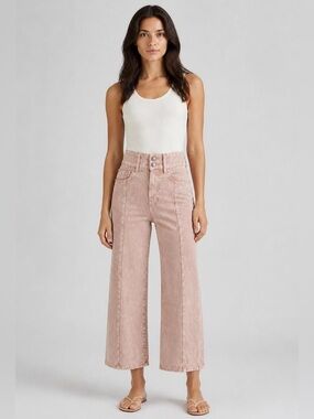 Veronica Beard Pink High Rise Wide Leg Cropped Jeans Size 26